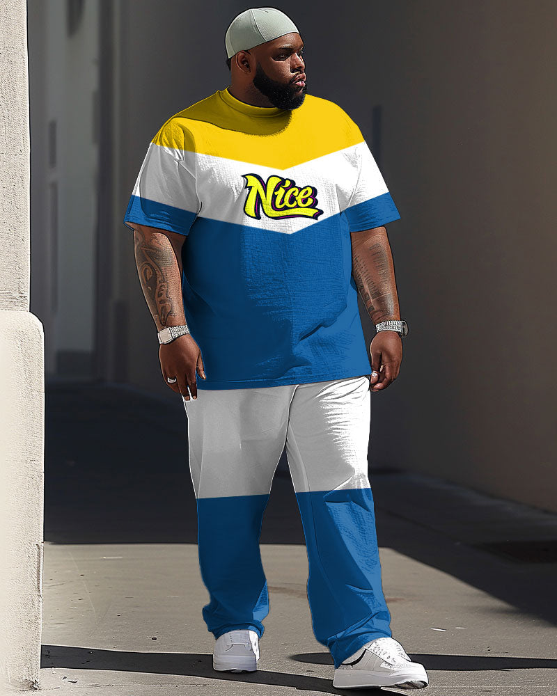 Big & Tall Colorblock Graphic Two-piece Set for big men view 1