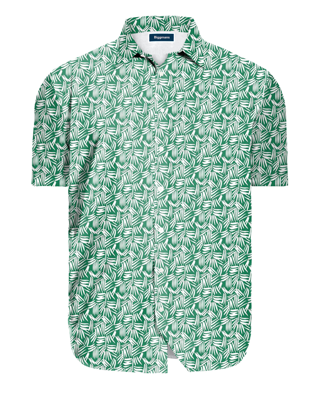 Big & Tall Green Geometric Short Sleeve Shirt for big men view 2