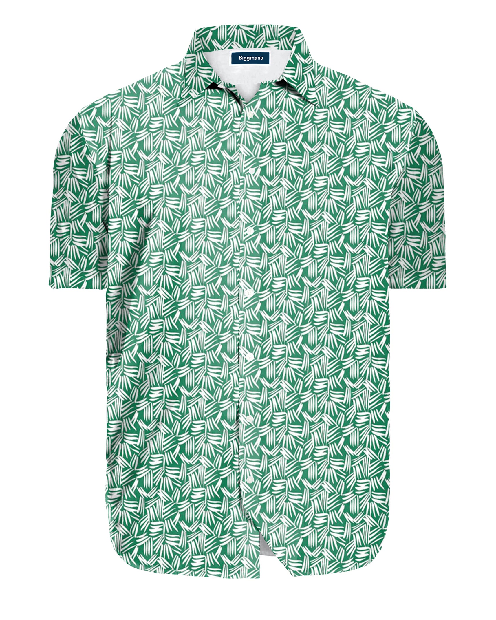 Big & Tall Green Geometric Short Sleeve Shirt for big men view 2