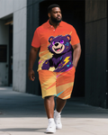 Big & Tall Streetwear Polo Shorts Set for big men view 1