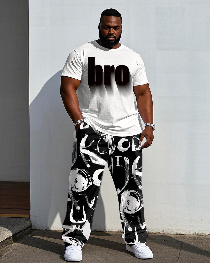 Big & Tall Graphic Graffiti T-Shirt Pants Set for big men view 1
