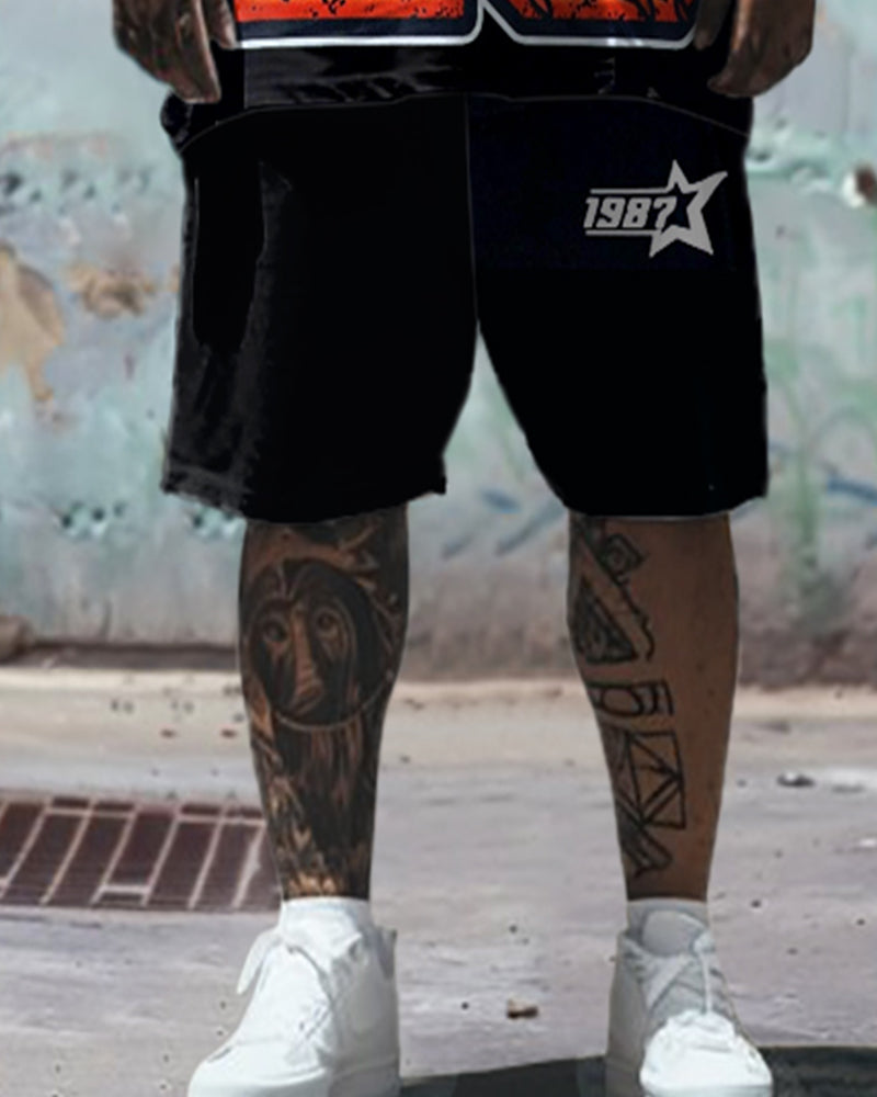 Big & Tall Graphic T-Shirt Shorts Set for big men view 4