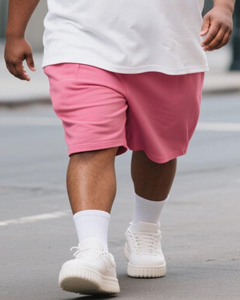 Big & Tall Pink Graphic T-Shirt Shorts Set for big men view 3