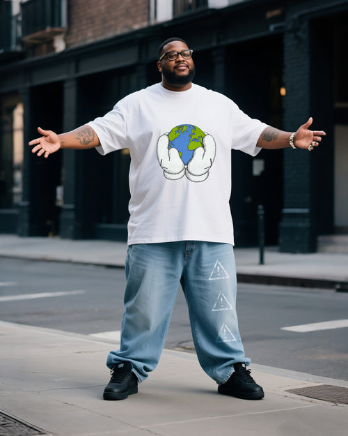 Big & Tall Denim T-Shirt Pants Set for big men view 1