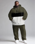 Big & Tall Black Green Graphic Hoodie Sweatpants Set for big men view 1
