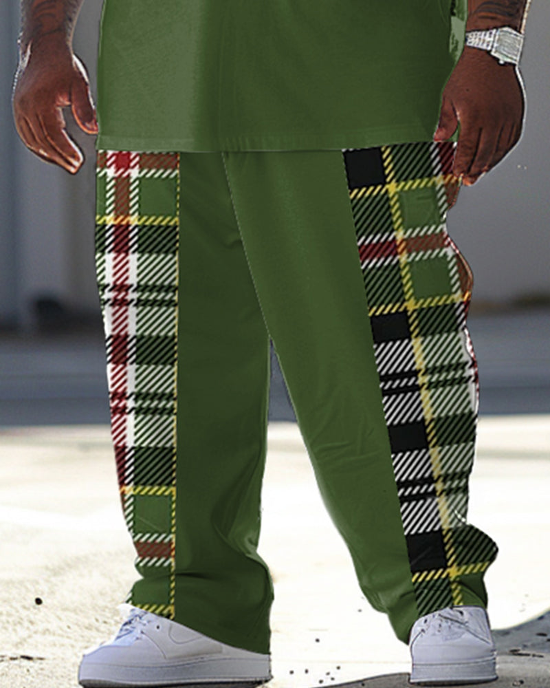 Big & Tall Plaid T-Shirt Pants Set for big men view 3