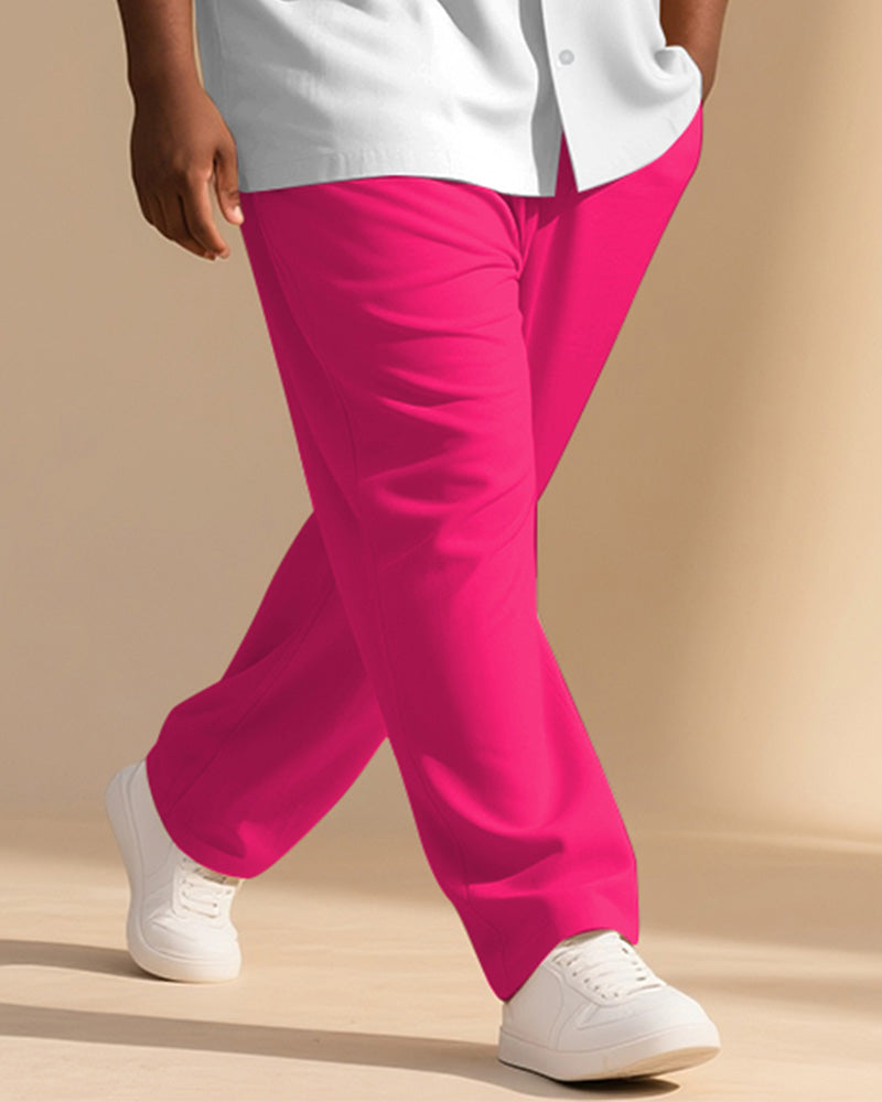 Big & Tall Pink Hawaiian Gradient T-Shirt Pants Set for big men view 3