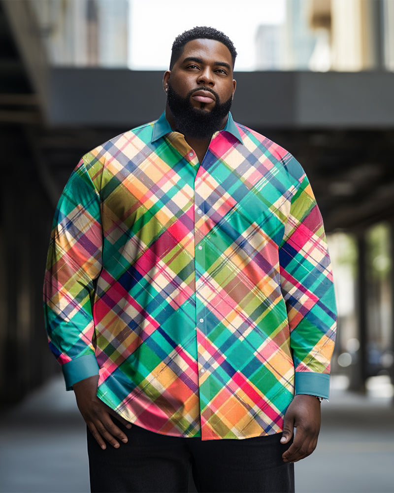 Big & Tall Plaid Long Sleeve Shirt for big men