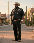 Big & Tall Western T-Shirt Pants Set for big men view 1