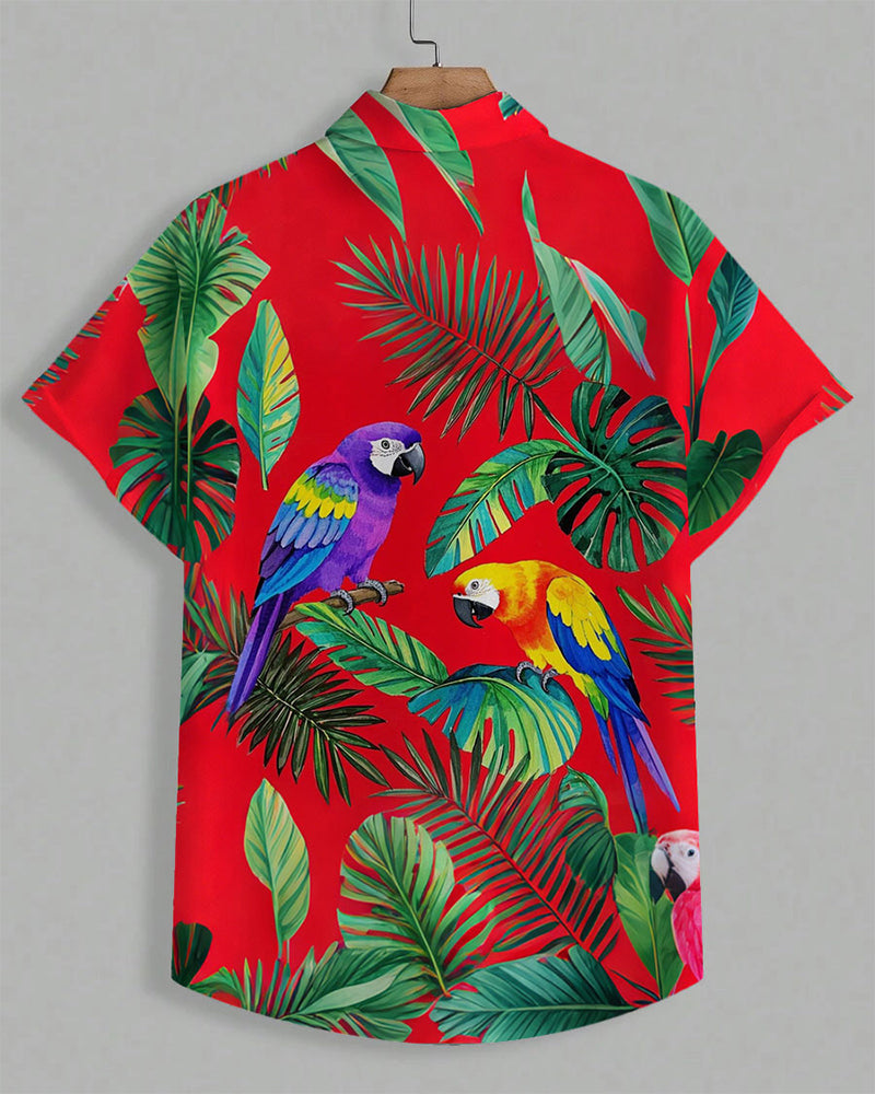 Big & Tall Red Hawaiian Graphic Two-piece Set for big men view 3