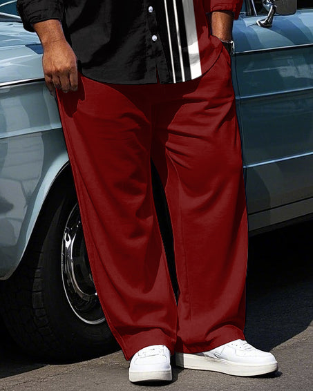 Big & Tall Colorblock Striped T-Shirt Pants Set for big men view 3