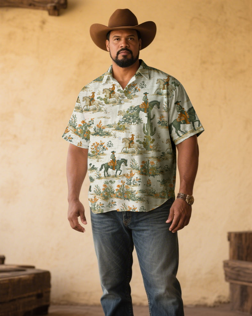 Big & Tall Western Denim Short Sleeve Shirt for big men view 1