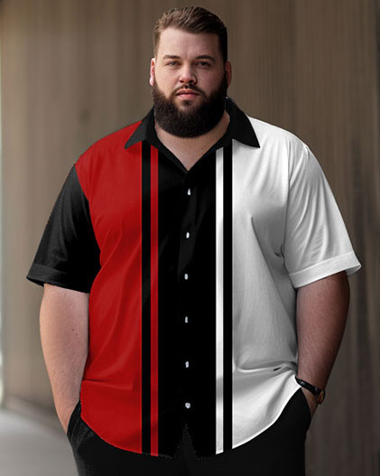 Big & Tall Black Red Gradient Shirt Pants Set for big men view 2