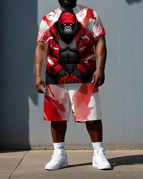 Big & Tall Streetwear T-Shirt Shorts Set for big men view 1