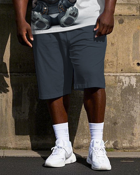 Big & Tall Streetwear T-Shirt Shorts Set for big men view 3