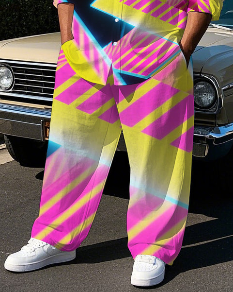 Big & Tall Geometric T-Shirt Pants Set for big men view 3