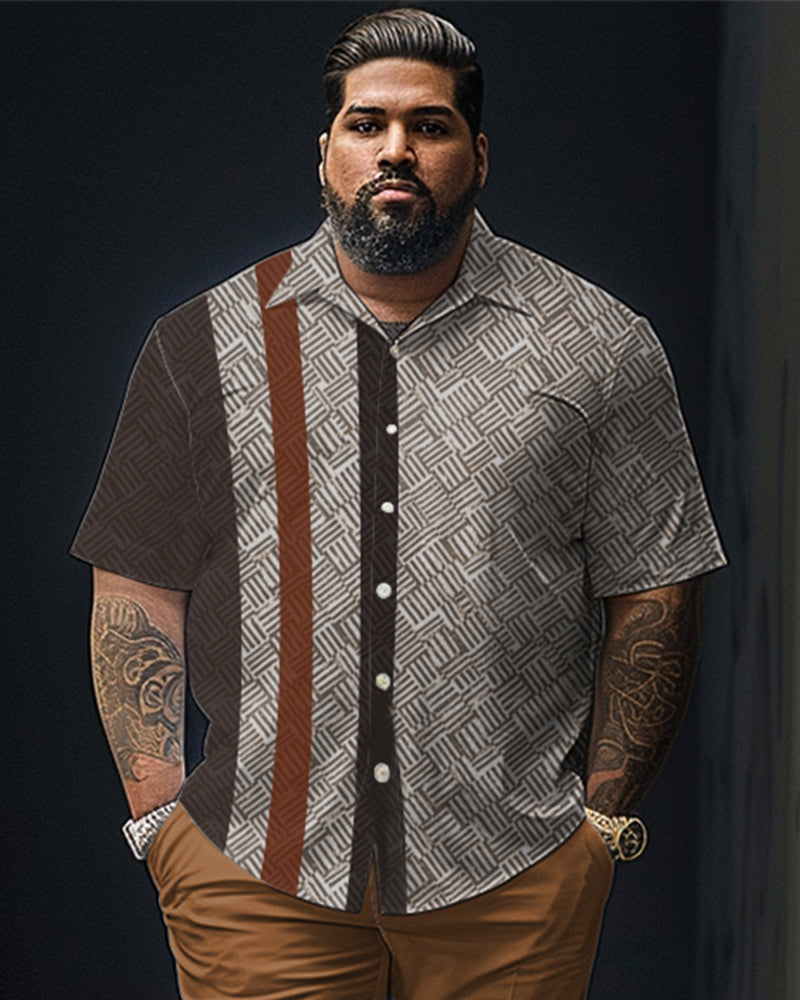 Big & Tall Geometric Shirt Pants Set for big men view 2