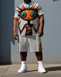 Big & Tall Colorblock Graphic T-Shirt Shorts Set for big men view 1