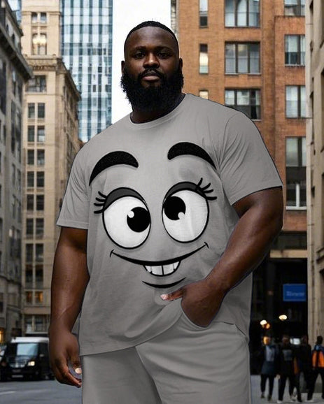 Big & Tall Smiley Streetwear T-Shirt Pants Set for big men view 2