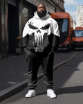 Big & Tall Colorblock Skull Hoodie Sweatpants Set for big men view 1