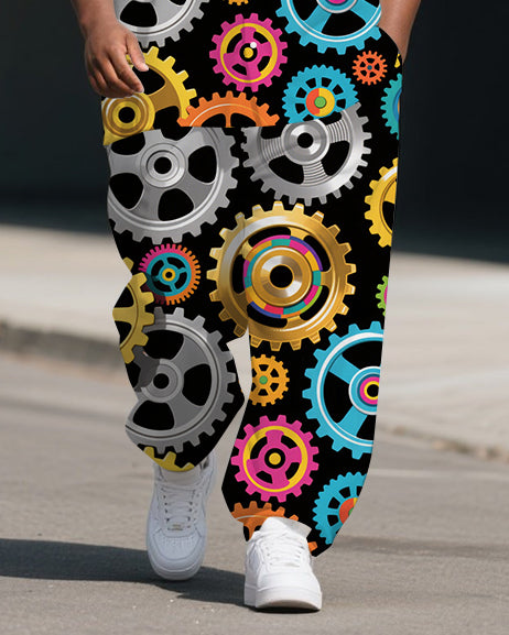 Big & Tall Graffiti Streetwear T-Shirt Pants Set for big men view 3
