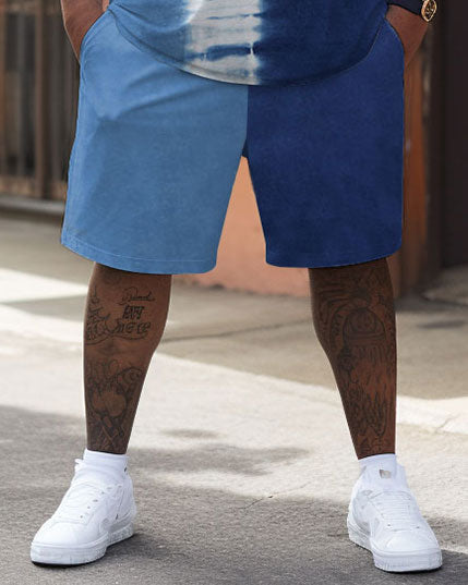 Big & Tall Colorblock Gradient T-Shirt Shorts Set for big men view 3
