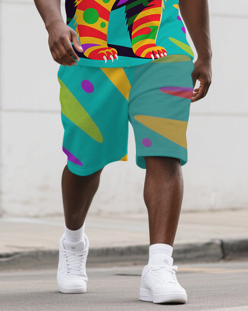 Big & Tall Streetwear Polo Shorts Set for big men view 3