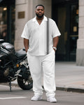 Big & Tall Gray Gradient Striped T-Shirt Pants Set for big men view 1