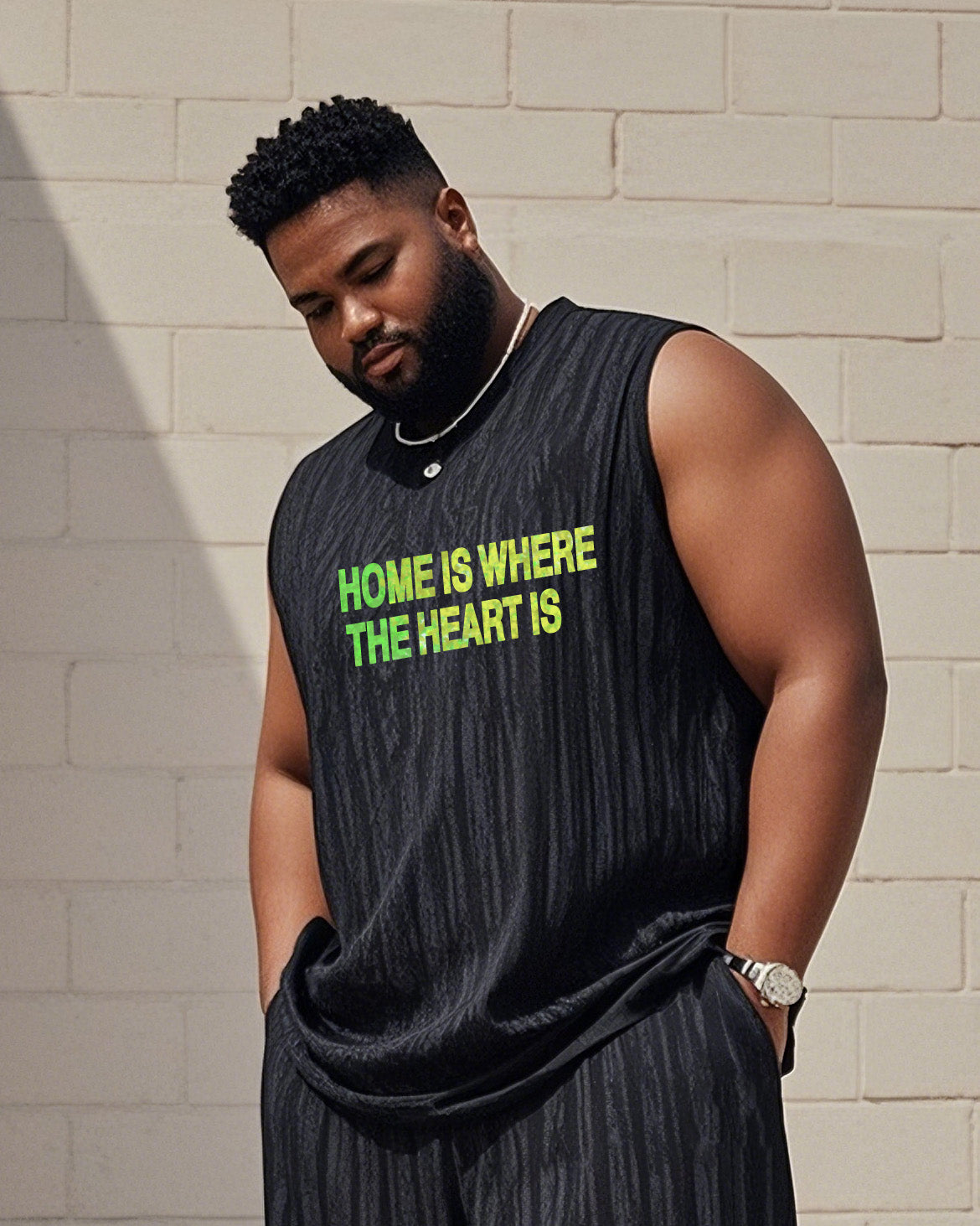 Big & Tall Gradient Vest Pants Set for big men view 2
