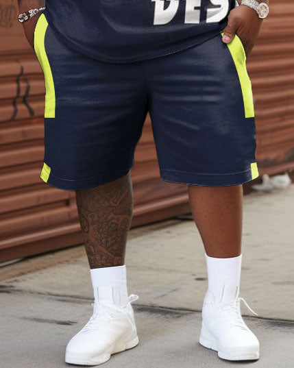 Big & Tall Patchwork T-Shirt Shorts Set for big men view 3