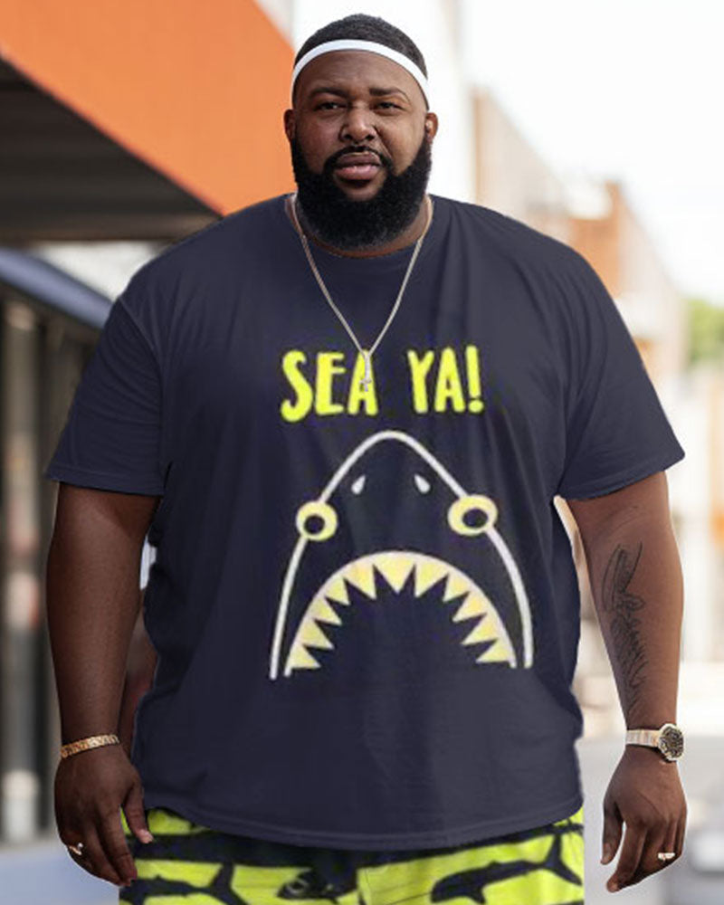 Big & Tall Colorblock Graffiti Two-piece Set for big men view 2