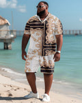 Big & Tall Hawaiian Polo Shorts Set for big men view 2