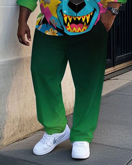 Big & Tall Gradient Graffiti Shirt Pants Set for big men view 3