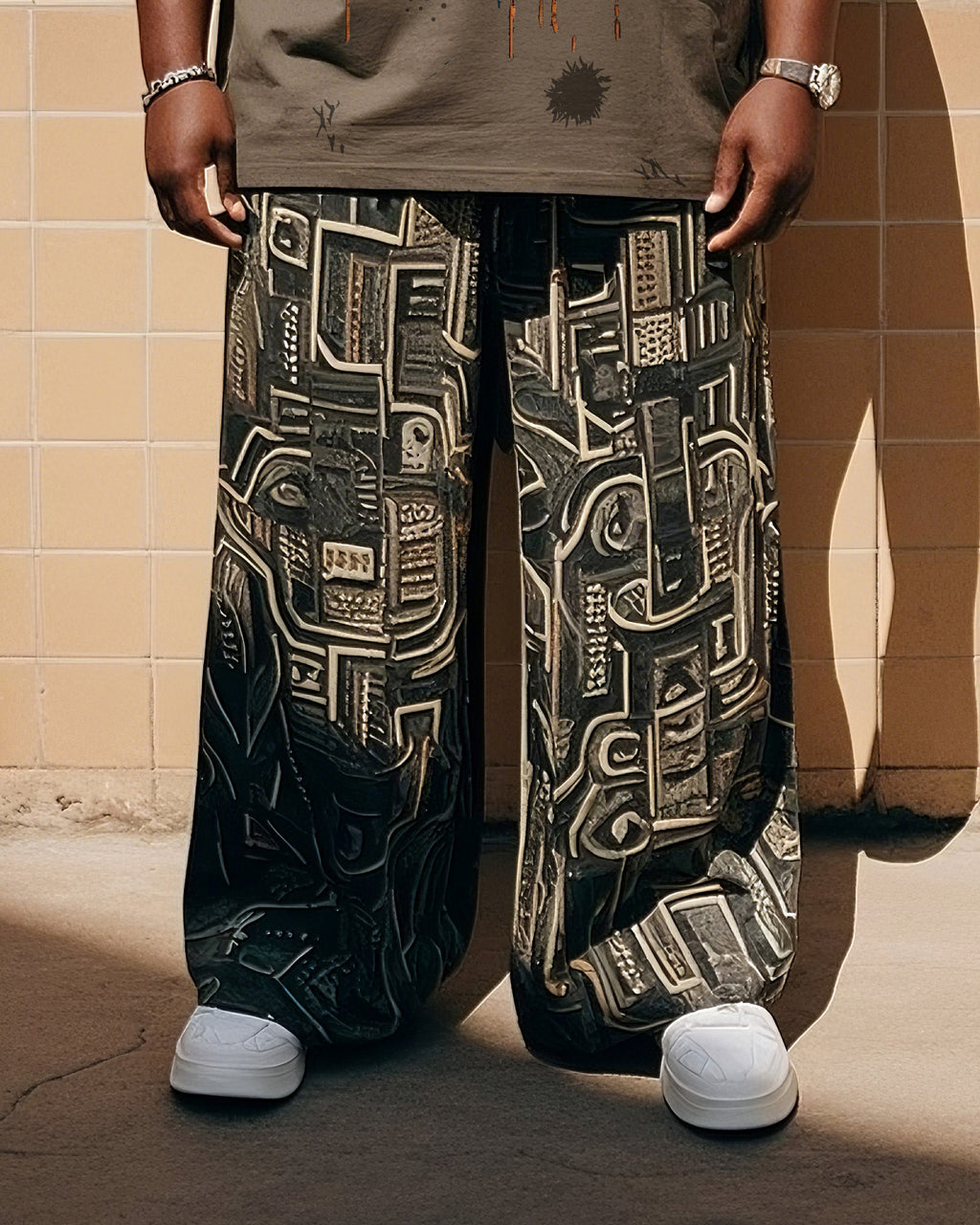 Big & Tall Streetwear Skull Vest Pants Set for big men view 3