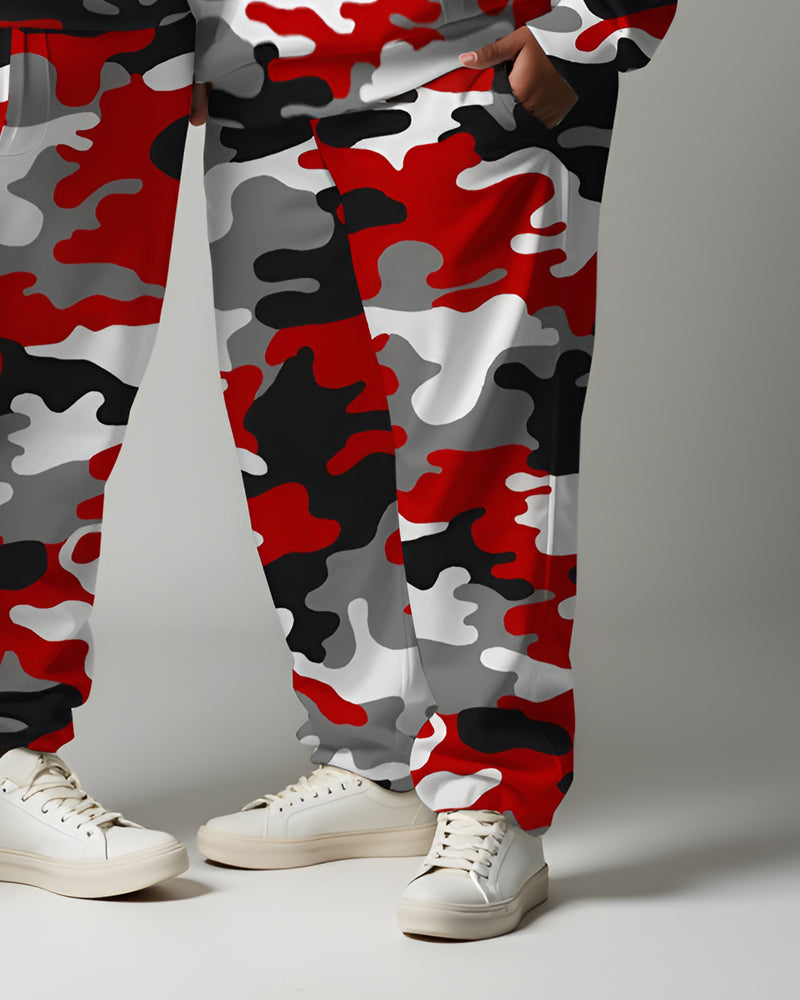 Big & Tall Graphic Camouflage Hoodie Sweatpants Set for big men view 10