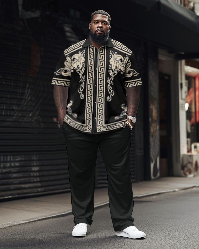 Big & Tall Geometric T-Shirt Pants Set for big men view 1