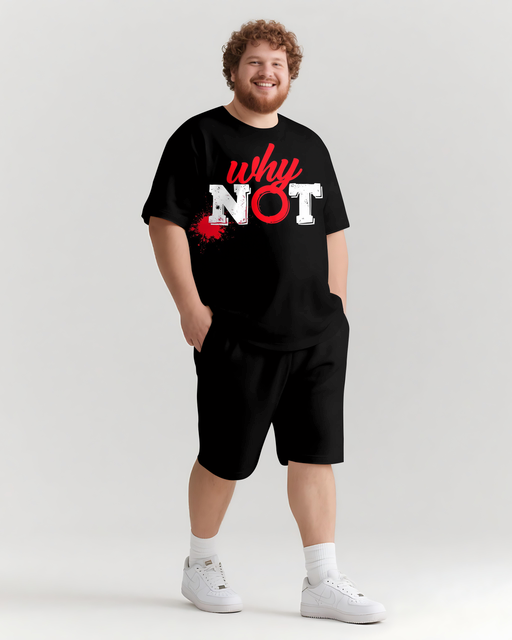 Big & Tall Streetwear T-Shirt Shorts Set for big men view 1