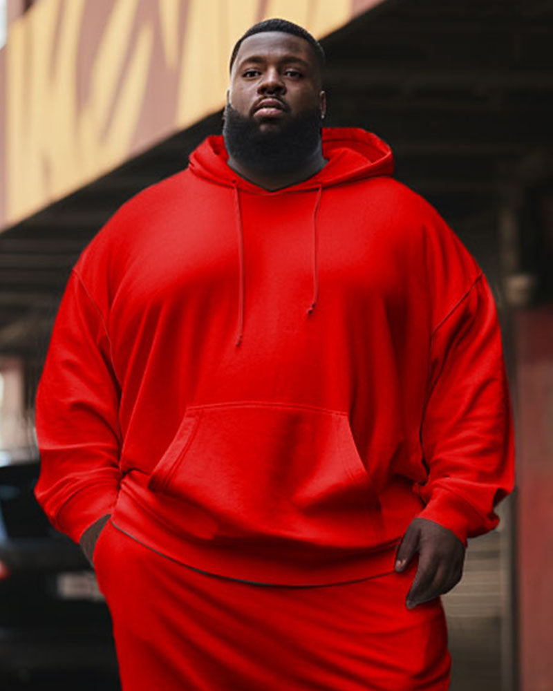 Big & Tall Solid Color Athletic Hoodie Sweatpants Set for big men view 6