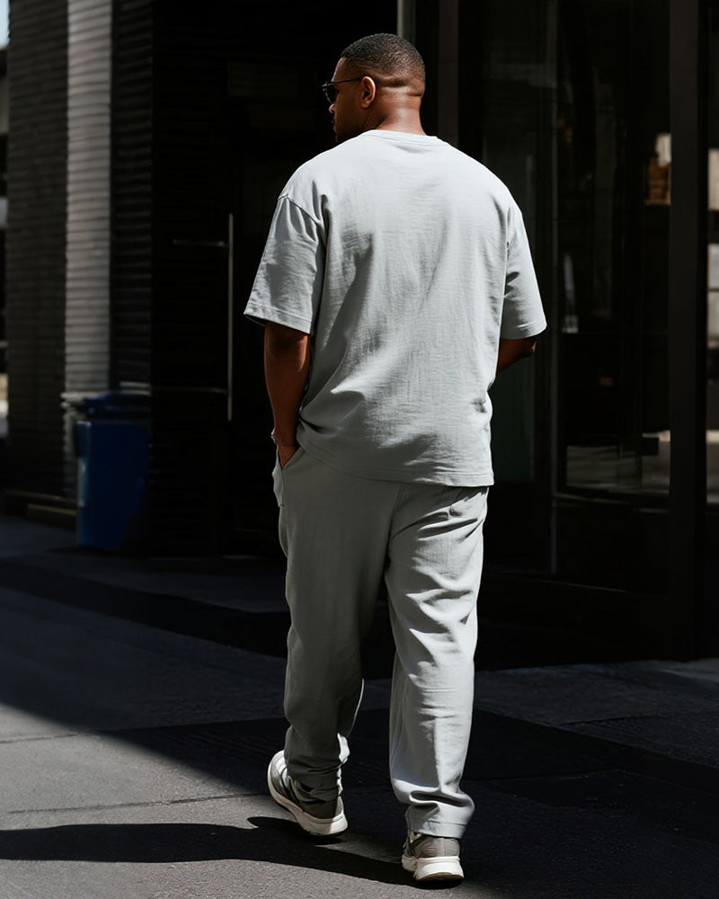 Big & Tall Gray Graphic T-Shirt Pants Set for big men view 4