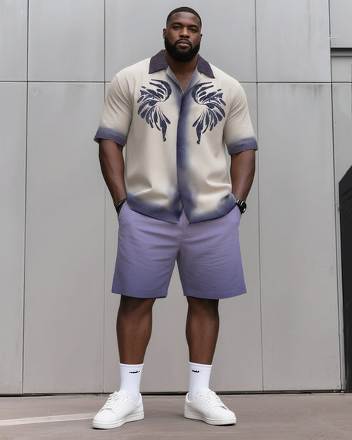 Big & Tall Gradient Graphic T-Shirt Shorts Set for big men view 2