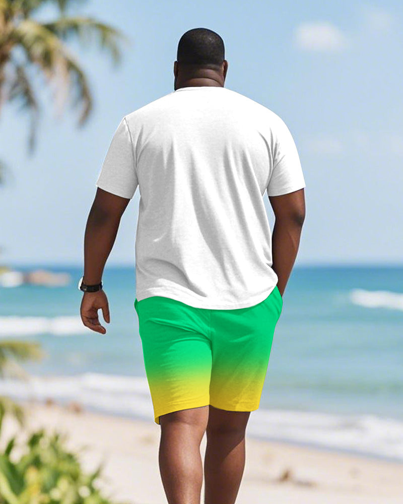 Big & Tall Hawaiian Graphic T-Shirt Shorts Set for big men view 4