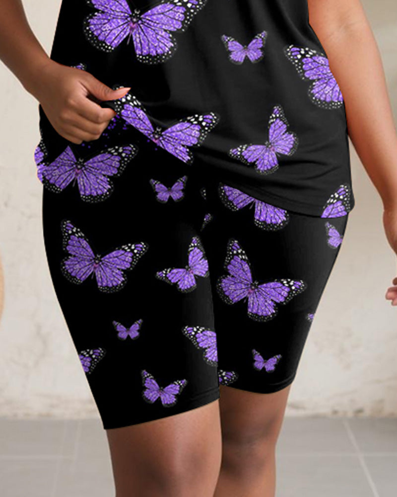 Big & Tall Purple Gradient Graphic Two-piece Set for big men view 4