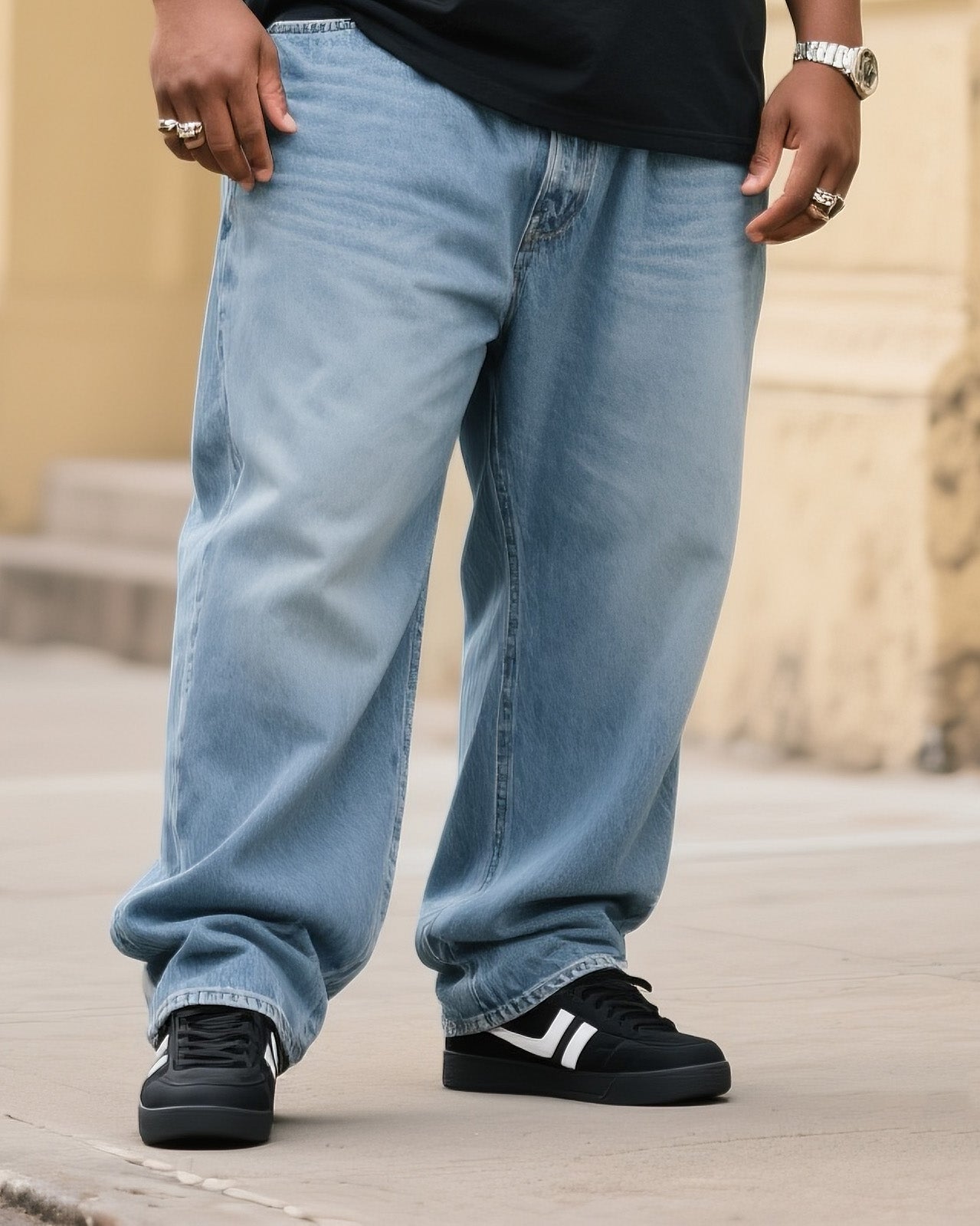 Big & Tall Denim T-Shirt Pants Set for big men view 4