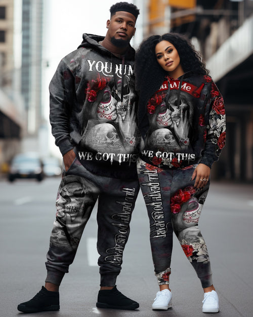 Big & Tall Skull Hoodie Sweatpants Set for big men view 1