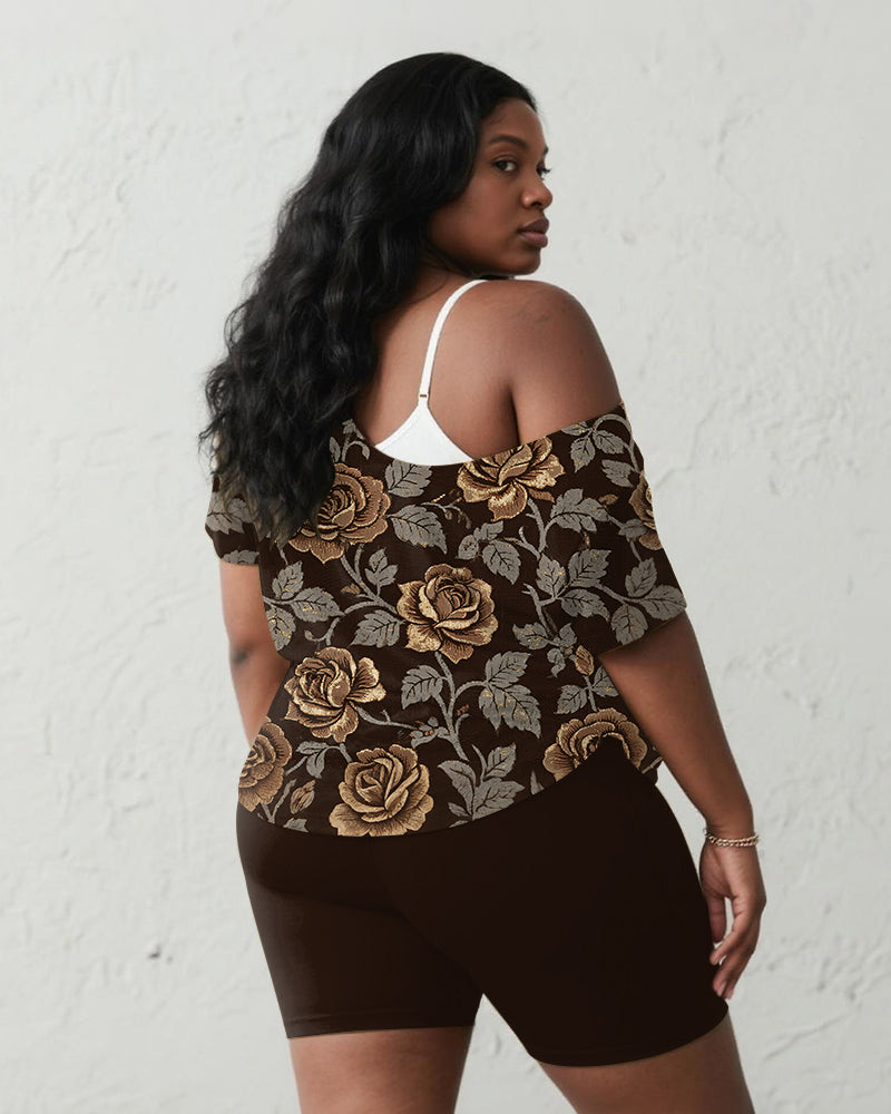 Big & Tall Brown Graphic Two-piece Set for big men view 5