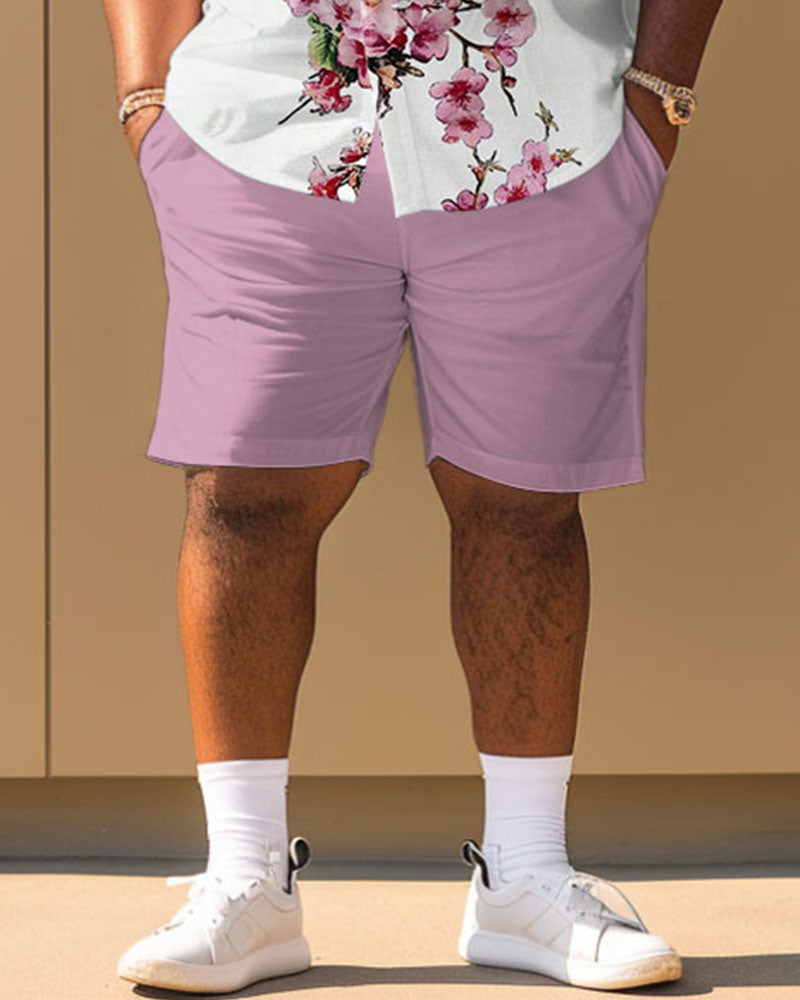 Big & Tall Colorblock Graphic T-Shirt Shorts Set for big men view 4