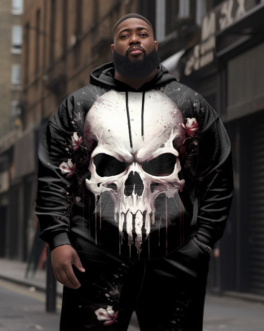 Big & Tall Streetwear Skull Hoodie Sweatpants Set for big men view 2