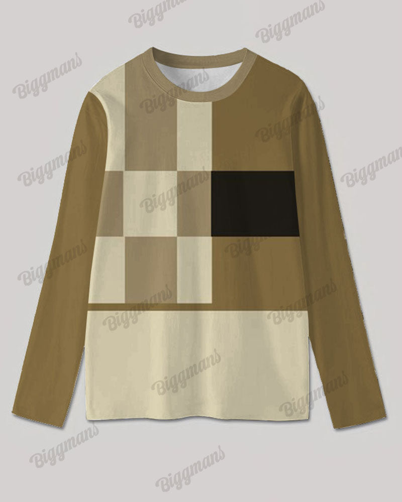 Big & Tall Khaki Colorblock T-Shirt Pants Set for big men view 3