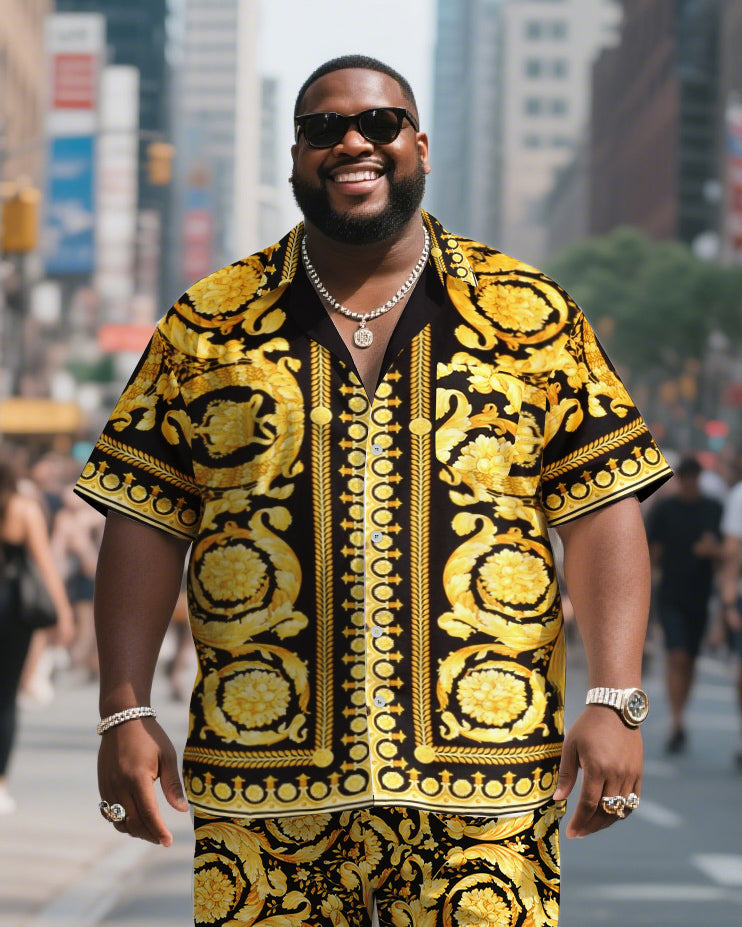 Big & Tall Graphic Vintage T-Shirt Shorts Set for big men view 2