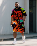 Big & Tall Graphic Graffiti Polo Shorts Set for big men view 1